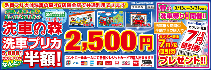洗車プリカ半額セール