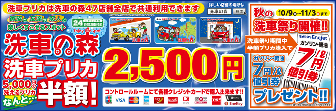 洗車プリカ半額セール
